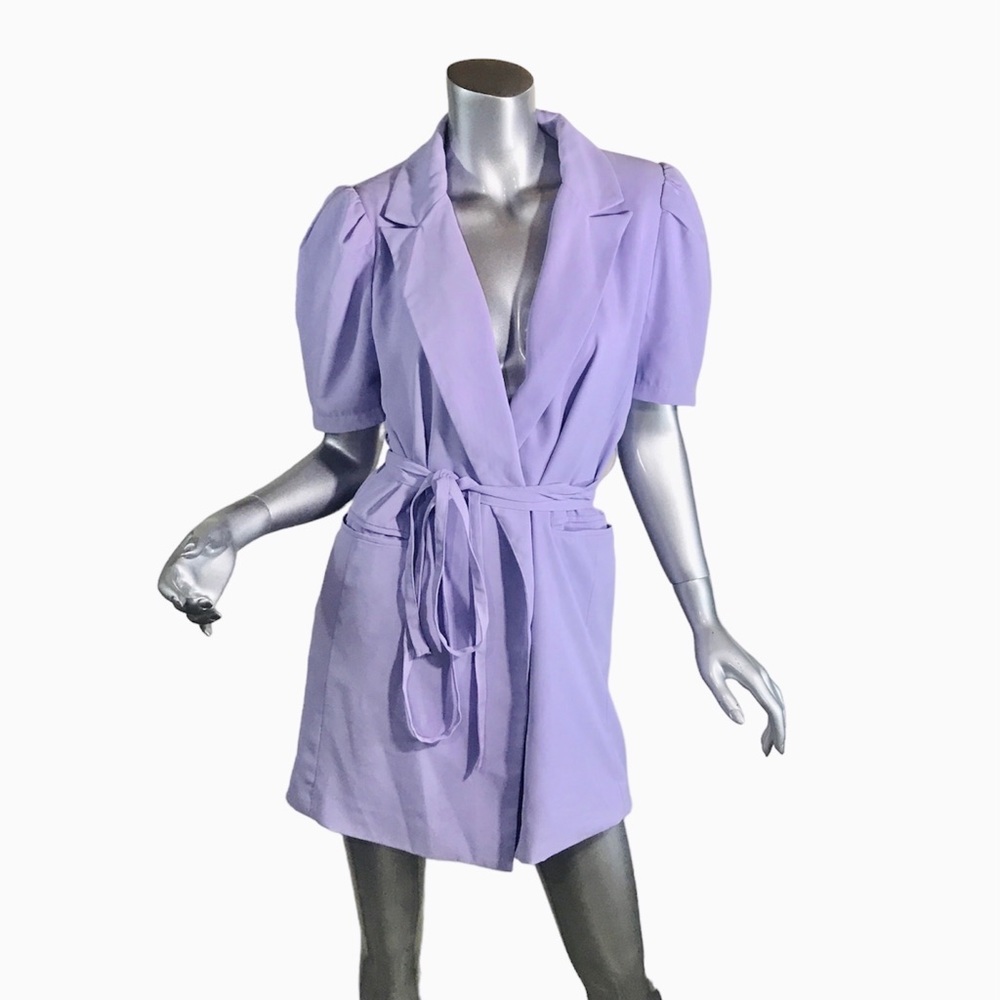 KITTENISH ALAINA BLAZER DRESS PURPLE WRAP DRESS WOMENS MEDIUM